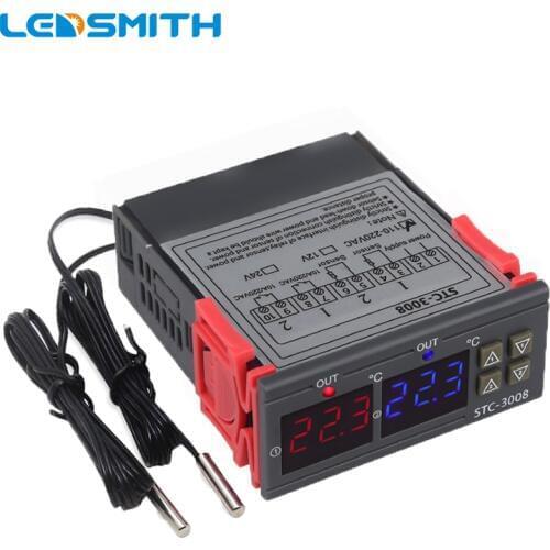 STC-3008 W1088 Dual Digital Temperature Controller Two Relay Output 12V 24V 220V Thermoregulator Thermostat With Heater Cooler