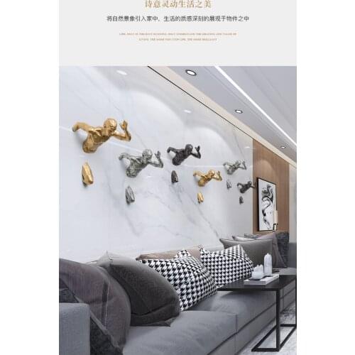 Light luxury model room living sculpture porch background wall decoration Creative relief 3D movement figure hanging mural