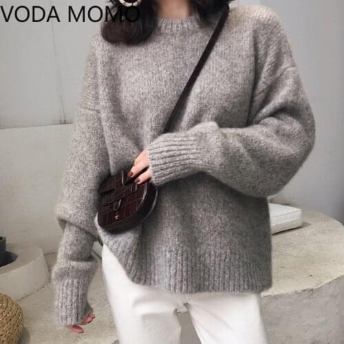 Loose Knitted Sweater Women Jumpers Long Sleeve Woman Pullovers Sweaters Casual 2020 Autumn Winter Color khaki gray weater