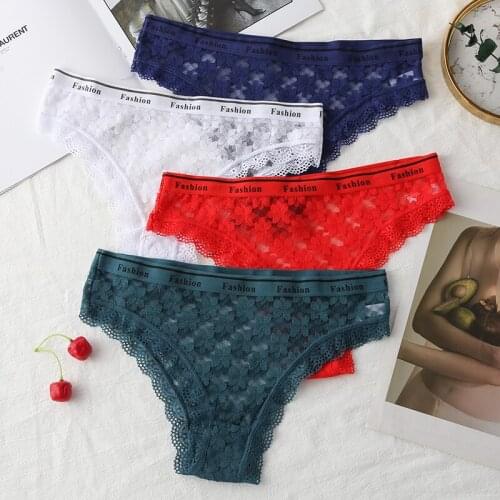 Fashion Lace Hollow Briefs Comfortable And Soft Panties Womens Sexy Close-Fitting Panties Low Rise Underwear Lingerie 3PCS/Set