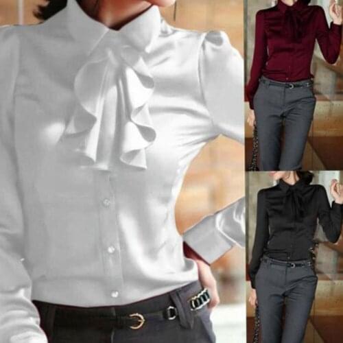 Ladies beauty salon bank white collar work clothes autumn new style foreign style thin professional loose shirt