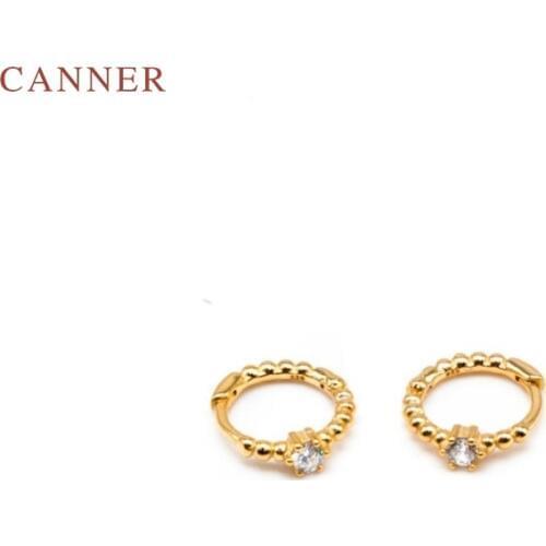 CANNER Female Student Round Beads Diamond Earrings 925 Sterling Silver Earrings Gold Earrings For Women Earrings Korean Jewelry