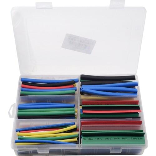 154pcs/set Seven Colors Optional 6 Sizes Assorted 2:1 Flame-retardant Boxed Heat Shrink Tubing Kit MPa 600V