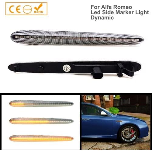 2Pcs Dynamic Front Bumper Reflector Side Marker Lights Turn Signal Lamps For Alfa Romeo Giulietta Ti Sprint Velocce 2010-2016