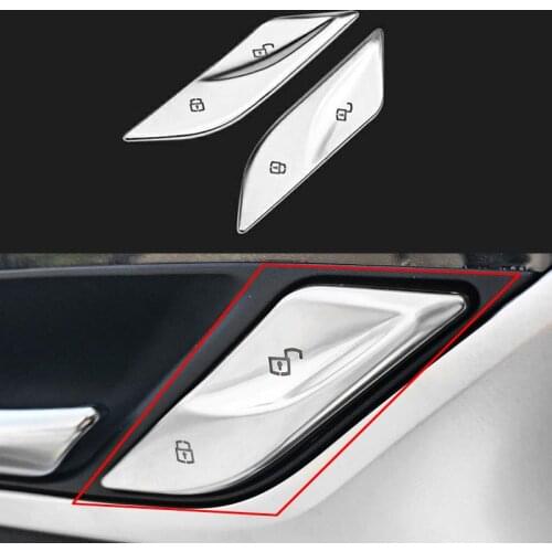 2pcs Car Door Lock Control Switch Button Stickers for BMW 5 Series 525i 530i 6 Series GT 2018-2020 Car Styling Decorative Cover