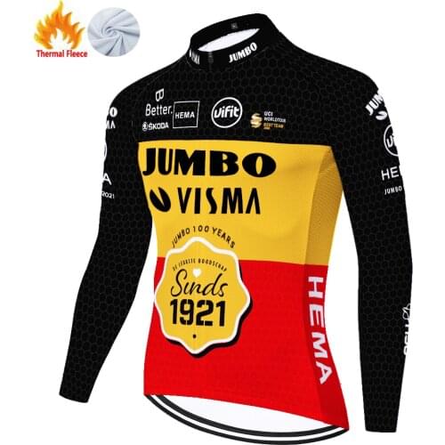 2021 jersey ciclismo Jumbo Visma camisa ciclismo masculina Long sleeve bicycle clothing Wear winter fleece cycling jersey men