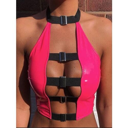 2021 New Women Low Cut Sexy Tank Top Summer Halter Bandage Chest Wrap Crop Tops Solid Color Club Sexy Vest Shirts Female