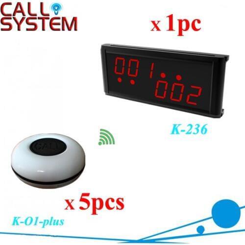 5 buzzers with 1 3-digit display receiver Restaurant service call bell system