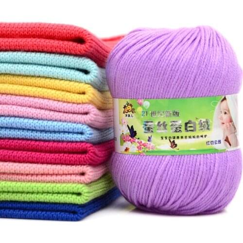 50g/pc Worsted Super Soft Baby Silk Protein Knitting Yarn Milk Cotton Wool for Hand Knitting Crochet Threads Line Weave Clothes