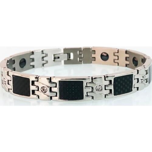 Magnetic Therapy Bracelet for Men Stainless Steel Chain Link Wristband Fashion Elegant Health Bracelets Male Jewelry Gifts 10MM