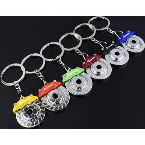 Brake Disc Wheel Caliper Metal Keychain Car Modification Disc Brake Waist Key Ring Trinket Pendant Car Key Buckle Gifts