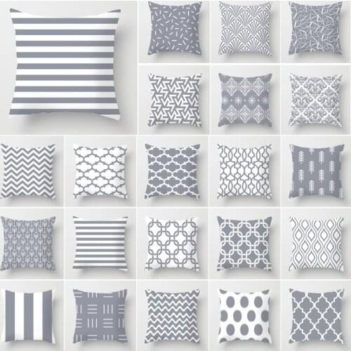18" Simple Geometric Nordic Grey Pillow Case Bedroom Living Room Soft Cushion Cover Sofa Home Decorative Pillowcase