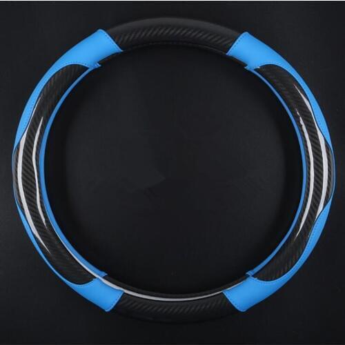 7 Colors Leather Car Steering Wheel Cover Universal 38cm carbon fiber Design Wheel Covers Case Auto Interior Fit For Most Car