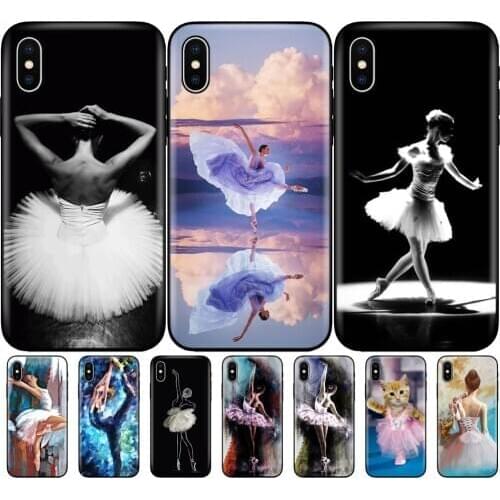 Black tpu case for iphone 5 5s se 6 6s 7 8 plus x 10 silicon cover for iphone XR XS 11 pro MAX case Ballet Dance Girl Ballerina