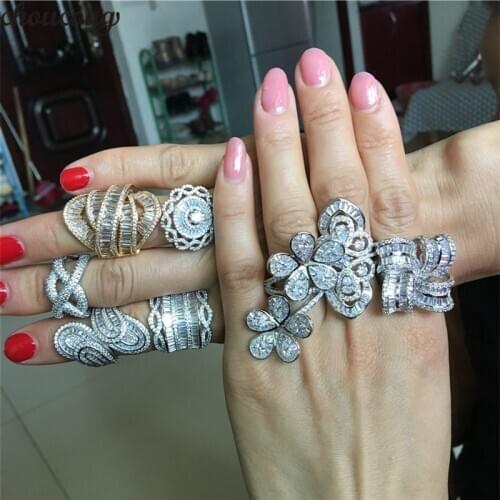 Choucong 8 styles Statement Luxury Promise Ring 5A Zircon 925 Sterling Silver Unique Wedding Band Rings for women Party Jewelry