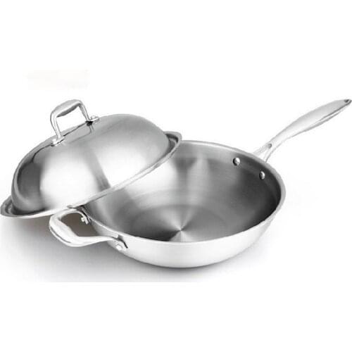 Stainless Steel Cookware 304 Stainless Steel Pot Uncoated Cooking Pot Gas Induction Cooker Wok With Ear Stainless Steel Wok