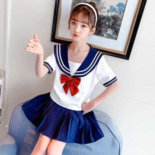 Teenager Gils Clothing Sets Japanese Korean Kindergarten School Uniforms Kids Student Outfits Shirt + Shorts + Tie Clothes Sets
