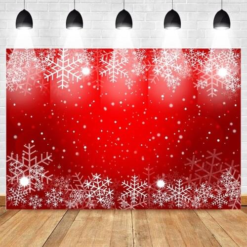 Red Themed Christmas Photo Backdrop Happy New Year Snow Bokeh Photography Background Newborn Family Party Backdrop Supplies Prop