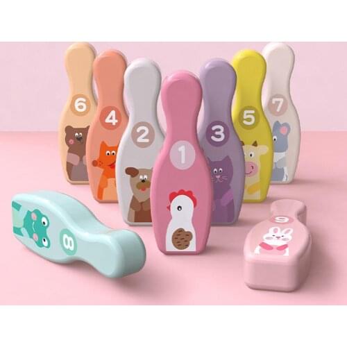 Mini Bowling Set Children Cute Animal Colored Tabletop Bowling Plastic Toys Leisure Sports Entertainment Outdoor Fun Toy