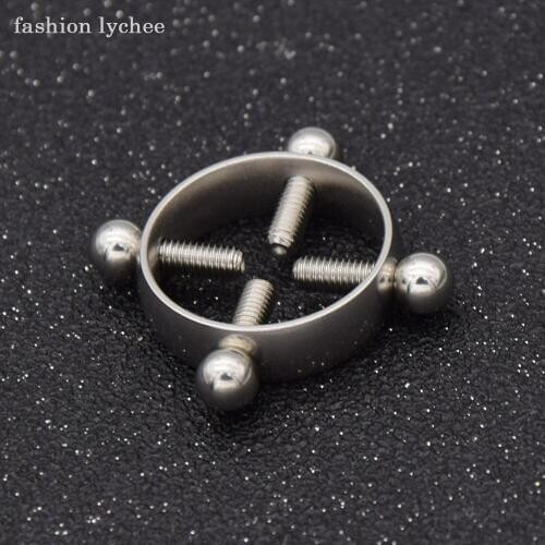 Fashion lychee 1pc Stainless Steel Barbell Clip Screw Adjustable Nipple Shield Ring Non Piercing Women Body Jewelry