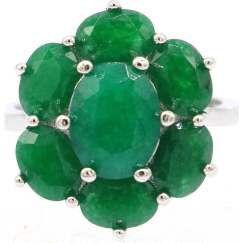 20x17mm SheCrown Jewelry Set Real Green Emerald Real Red Ruby 925 Sterling Silver Earrings Pendant Rings