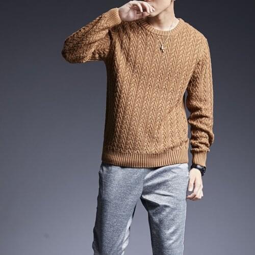 2020 New Fashion Brand Sweaters Man Pullover Thick Slim Fit Jumpers Knitwear Solid Color Autumn Korean Style Casual Mens Clothes