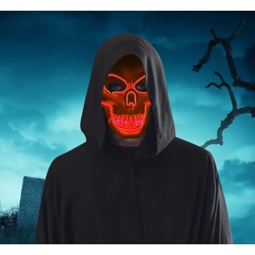 2021 New Halloween Skull Mask Light Up Scary Cosplay Party Costume Prop LED Decor