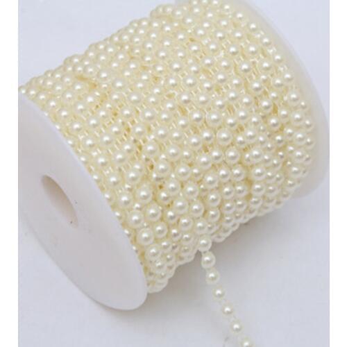 3/4/6/8mm 5Meters/Lot DIY ABS Flatback Half Round Imitation Pearl Beads Chain For Wedding Party Decoration