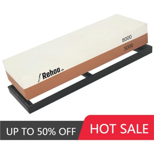 Rehoo Double-sided Whetstone 3000/8000 Mesh + Non-slip Rubber Pad, Chef Wet Stone For Knives, Blades, Waterstone, Kitchen Gadget