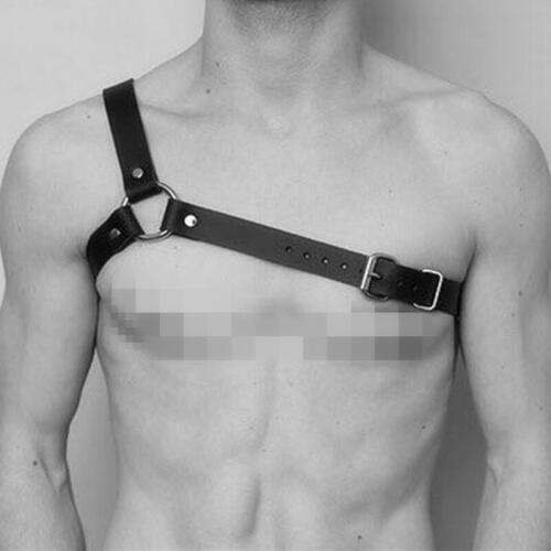 Men Male handsome Punk Leather Harness Stud Rivet Goth Handmade cool Bondage Body chest belt Sling Braces shoulder belt hot rock