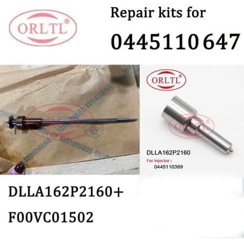 Repair Kits for Injector 0445110646 0445110369 0445110647 with Nozzle DLLA162P2160 and Control Valve T528 T518 F00VC01502