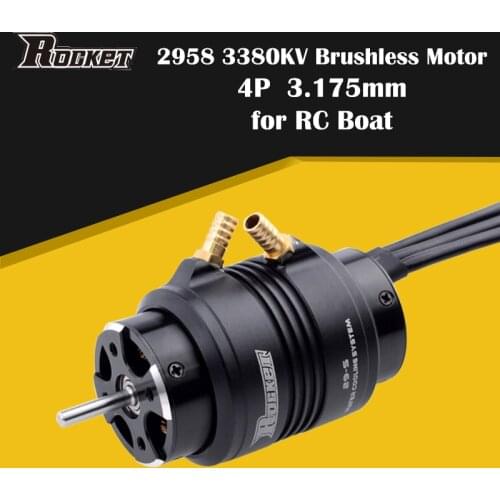 Rocket 2958 3380KV Brushless Waterproof Motor with 29-S Water Cooling Jacket Cover 3.175mm 4 Pole Shaft For 600-800mm