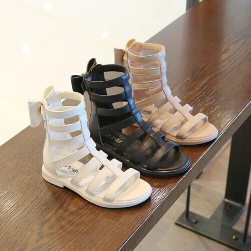 Girls Sandals Summer Childrens Shoes Fashion Roman High Top Sandals Children Girls Princess Zipper Flats