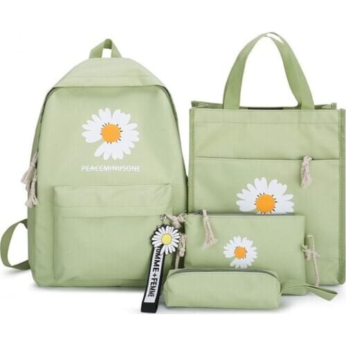 Student Bag Foreign Trade New Four Piece Set Double Back Versatile Little Daisy Bag Double Shoulder Bag Female