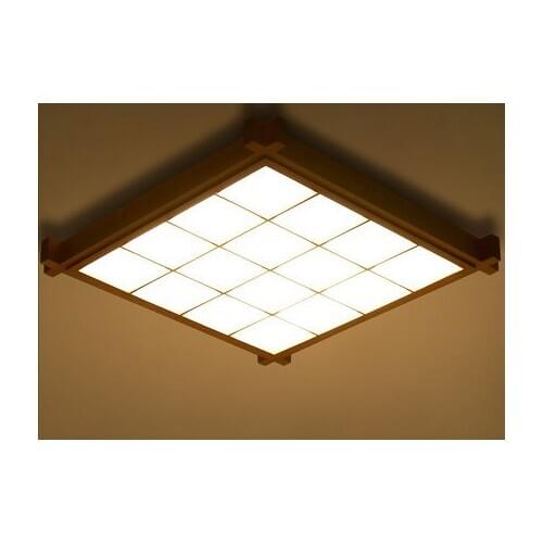 Japanese-Style Surface Mounted Oak Wood AC 110/220V LED Ceiling Lamp Sheepskin Cover Ultra-thin Tatami for Bedroom Living room