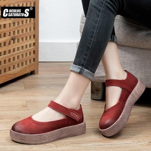 Cuculus Spring Summer Women Platform Shoes Woman Brogue Genuine Leather Flats Footwear Female Flat Oxford Shoes For Women