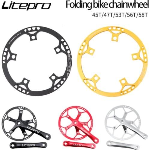 Litepro BMX Bicycle BCD130 Single Disc Gear Round Plate Crankset 45/47/53/56/58T Folding Bike Chainwheel Crank Chainring