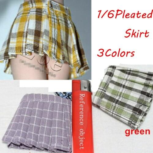 1/6 Women Clothes Short Skirts Plaid Pleated Skirt Young Girl For 12 Inch TBleague Female Body