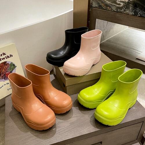 2021 Womens Rain Boots Non-slip Avocado Green Thick-soled High-top Non-slip Waterproof Shoes Waterproof Short Ankle Rain Boots