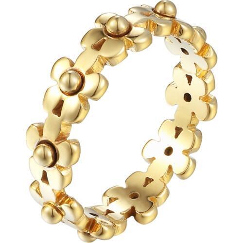 High Quality Stainless Steel Little Chrysanthemum Connected Exquisite Ring For Women Daisy Rings For Lover Present Gift Jewelry