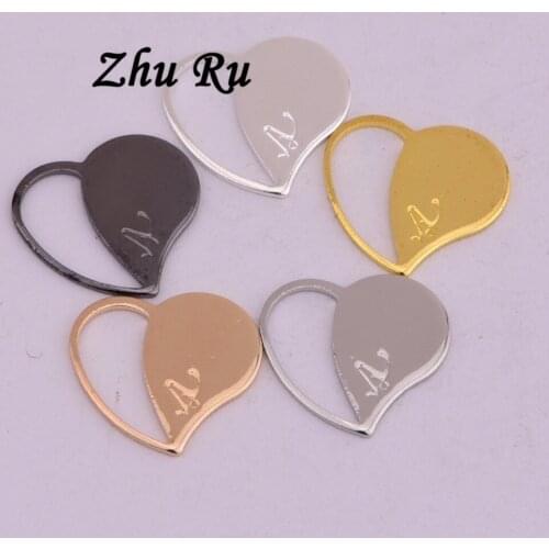 ZHU RU 20pcs/lot 14*13mm hand made love heart Heartbreak Friendship Pendant fit Charm Fashion Necklace DIY Jewelry Findings