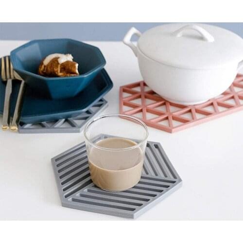 1PC Silicone Tableware Insulation Mat Coaster Cup Hexagon Mats Pad Heat-insulated Bowl Placemat Home Decor Desktop