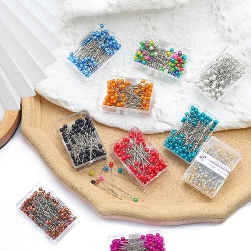 100Pcs Sewing Pins Round Pearl Head Fixed dressmaker Needle DIY Wedding corsage garment decoration positioning pin Sewing tool