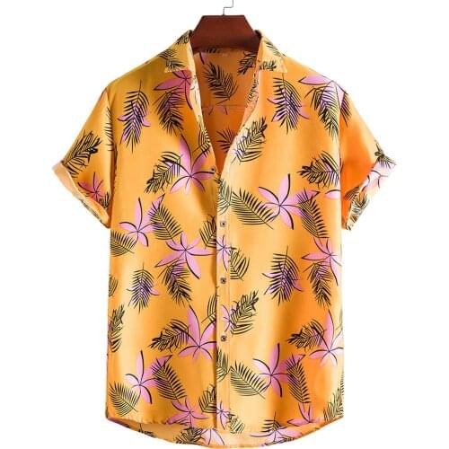 59# Fashion Business Shirts Mens Summer Casual Printed Short Sleeve Top Blouse Shirts Men Clothing Ropa Chemise Homme 2021