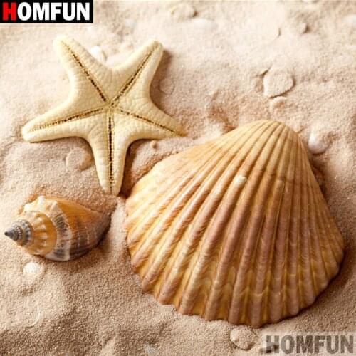 Homfun Full Square/Round Drill 5D DIY Diamond Painting "Starfish shell" 3D Embroidery Cross Stitch Home Decor Gift A12551