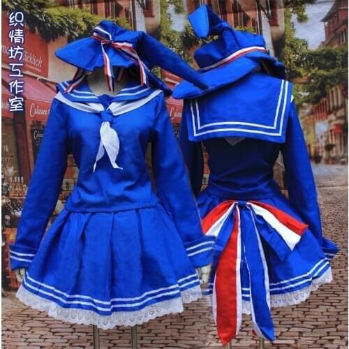 Anime Wadanohara and the Great Blue Sea COSPLAY Wadanohara COS Halloween Blue White Sailor Suit Set Witch Daily Costumes