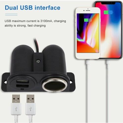 Auto Replacement Parts Universal 12/24V Dual USB 3.1A fast charg Cigarette Lighter Socket Charger Intelligently identify device