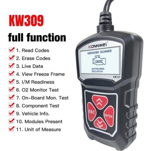 KW309 OBDII Auto Car Diagnostic Scanner Automotriz Tool for Machine OBD2 Code Reader EOBD Scanning Car OBD 2 Tester Repair Tools