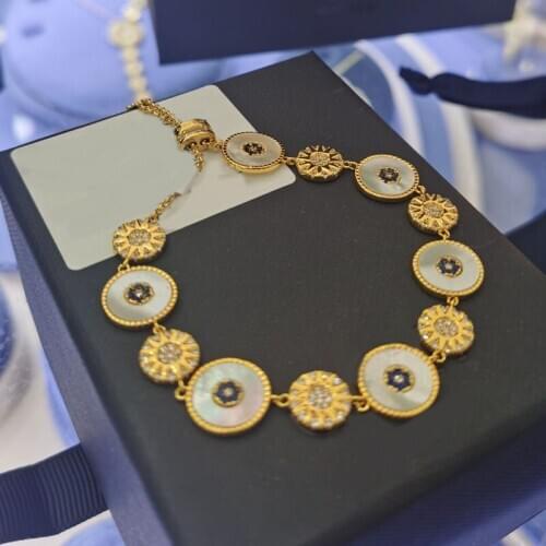 Brand 1:1Luxury Brand Bangle Tropical Sun and Luck Eye Adjustable Bracelet with Mother of Pearl Zircon Women Brand Jewelry