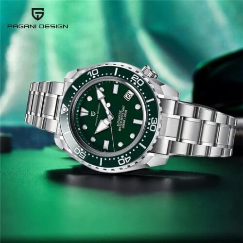 NEW CADISEN Automatic Mechanical Mens Watches Luxury Ceramic Sports Watch Stainless Steel Calendar Waterproof Diving Wristwatch